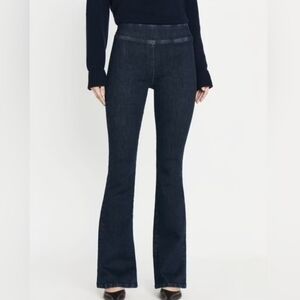 FRAME The Jet Set Flare Keller Pull On Stretch Denim Jeans Small Elastic Waist